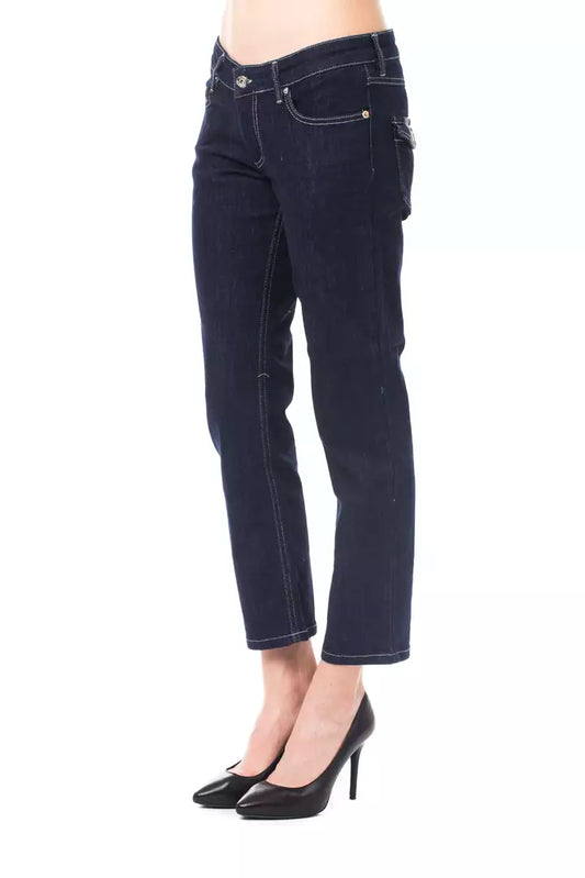 Chic Blue Capri Jeans with Button Details