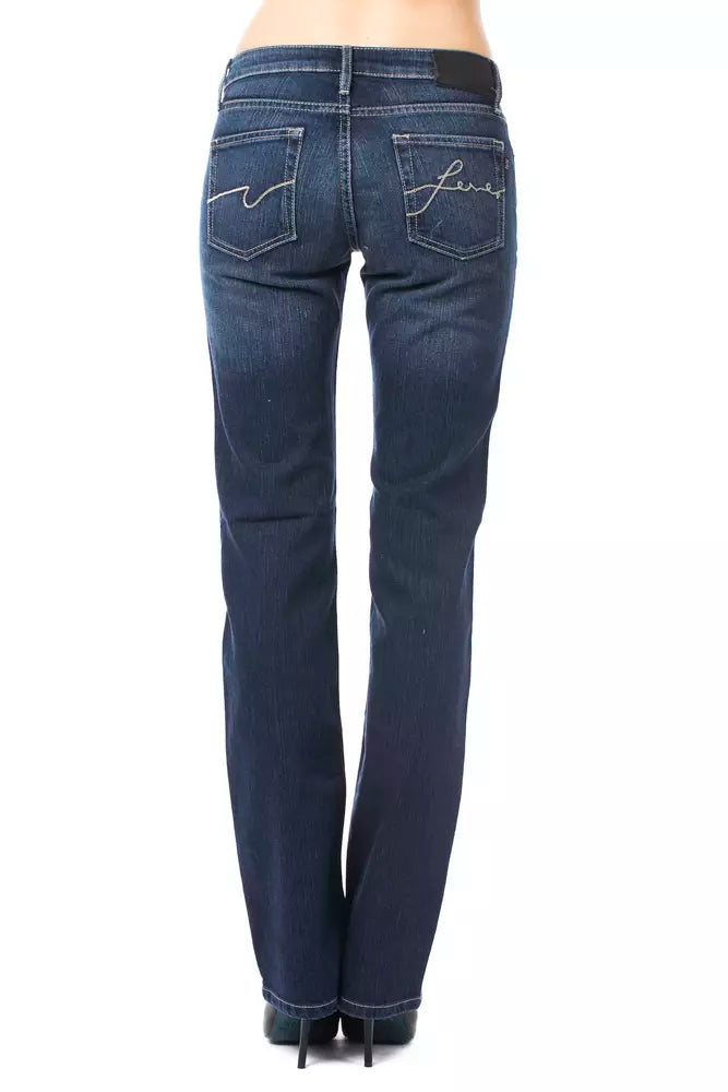 Chic Regular Fit Blue Jeans with Logo Detail