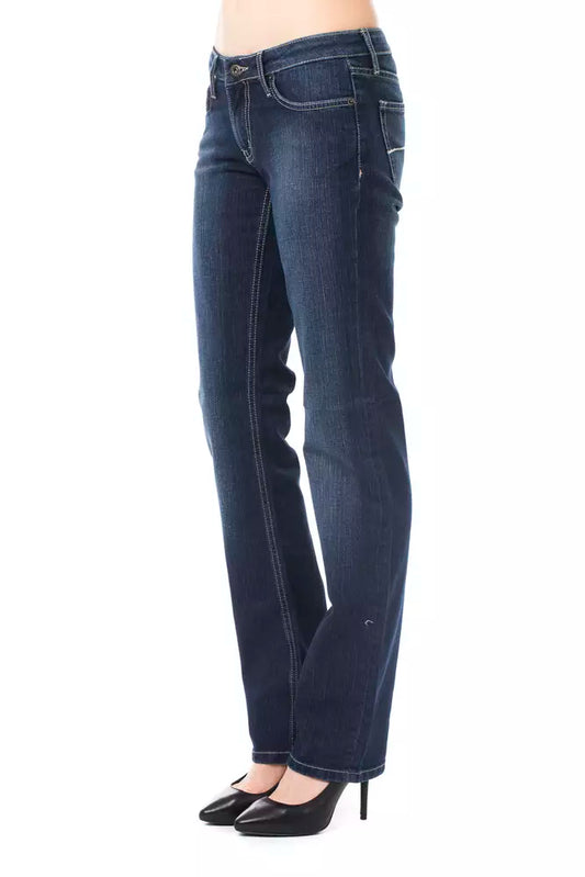 Chic Regular Fit Blue Jeans with Logo Detail