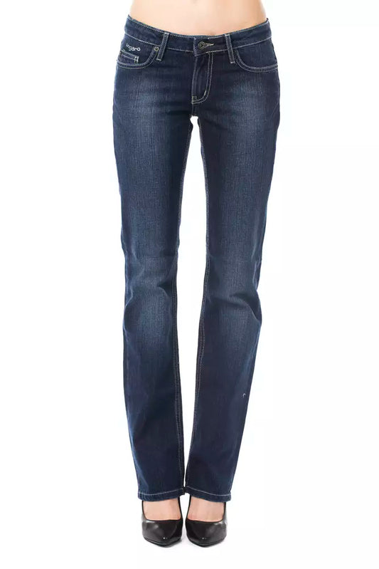 Chic Regular Fit Blue Jeans with Logo Detail