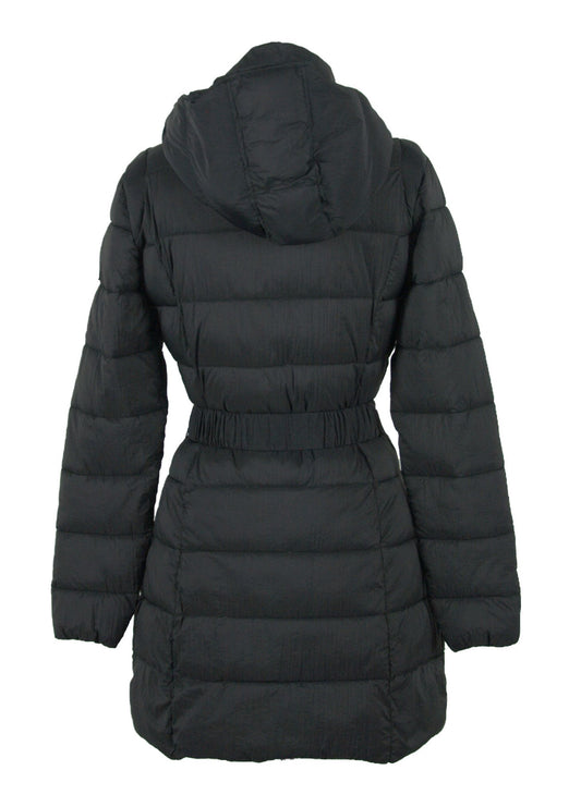 Chic Quilted Hooded Coat with Waist Belt