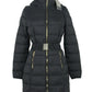 Chic Quilted Hooded Coat with Waist Belt