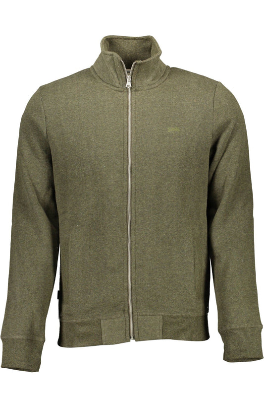 Sleek Green Zip Sweatshirt with Embroidery