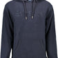 Hooded Blue Cotton Sweatshirt with Embroidery Logo