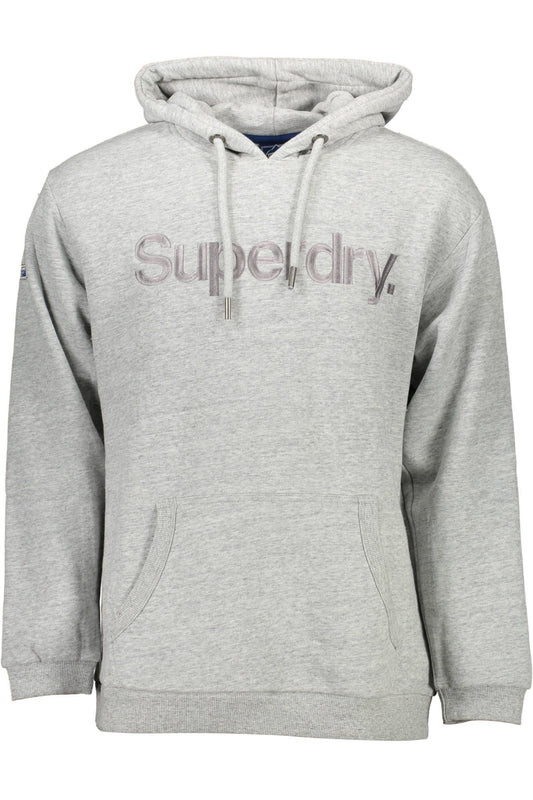 Sleek Gray Hooded Cotton Sweatshirt with Logo