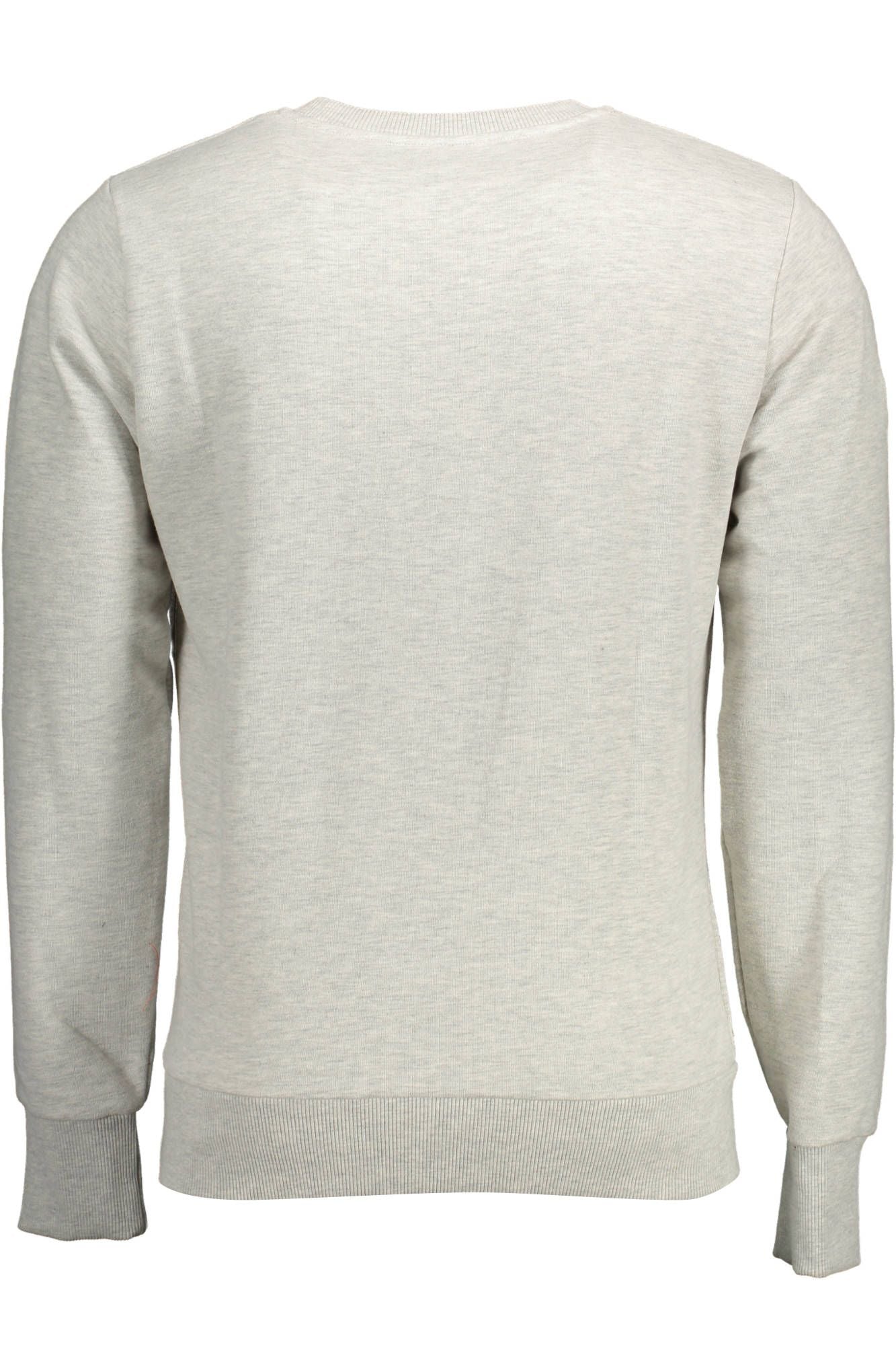 Chic Gray Cotton Sweatshirt with Logo Embroidery