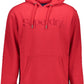 Red Cotton Hooded Sweatshirt with Embroidery