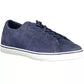 Sleek Blue Lace-Up Sneakers with Contrasting Sole