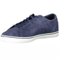 Sleek Blue Lace-Up Sneakers with Contrasting Sole