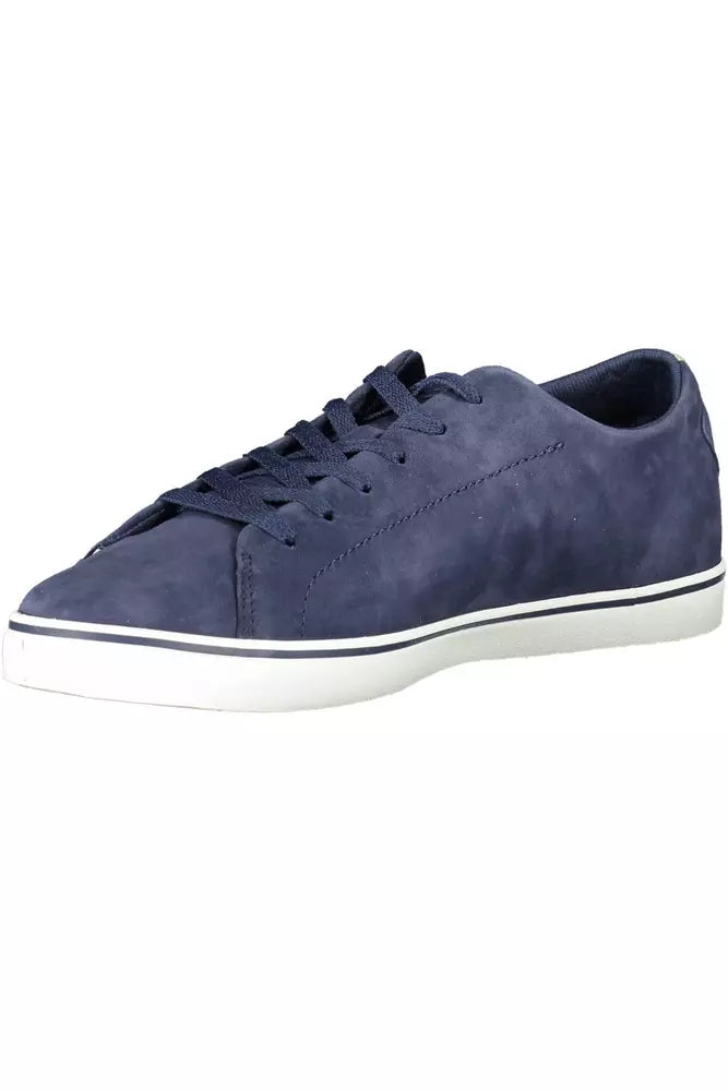 Sleek Blue Lace-Up Sneakers with Contrasting Sole