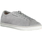 Chic Gray Leather Sneakers with Contrast Detail