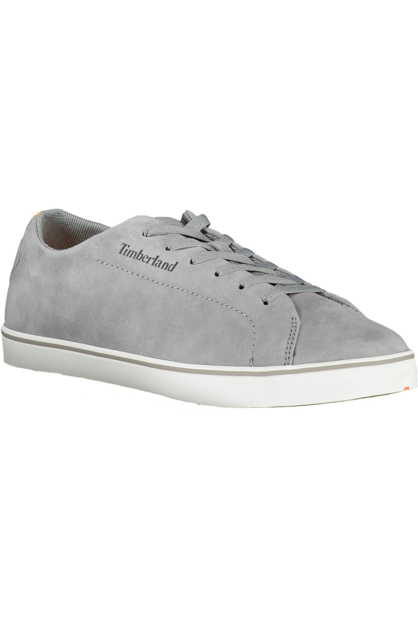 Chic Gray Leather Sneakers with Contrast Detail