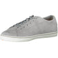 Chic Gray Leather Sneakers with Contrast Detail