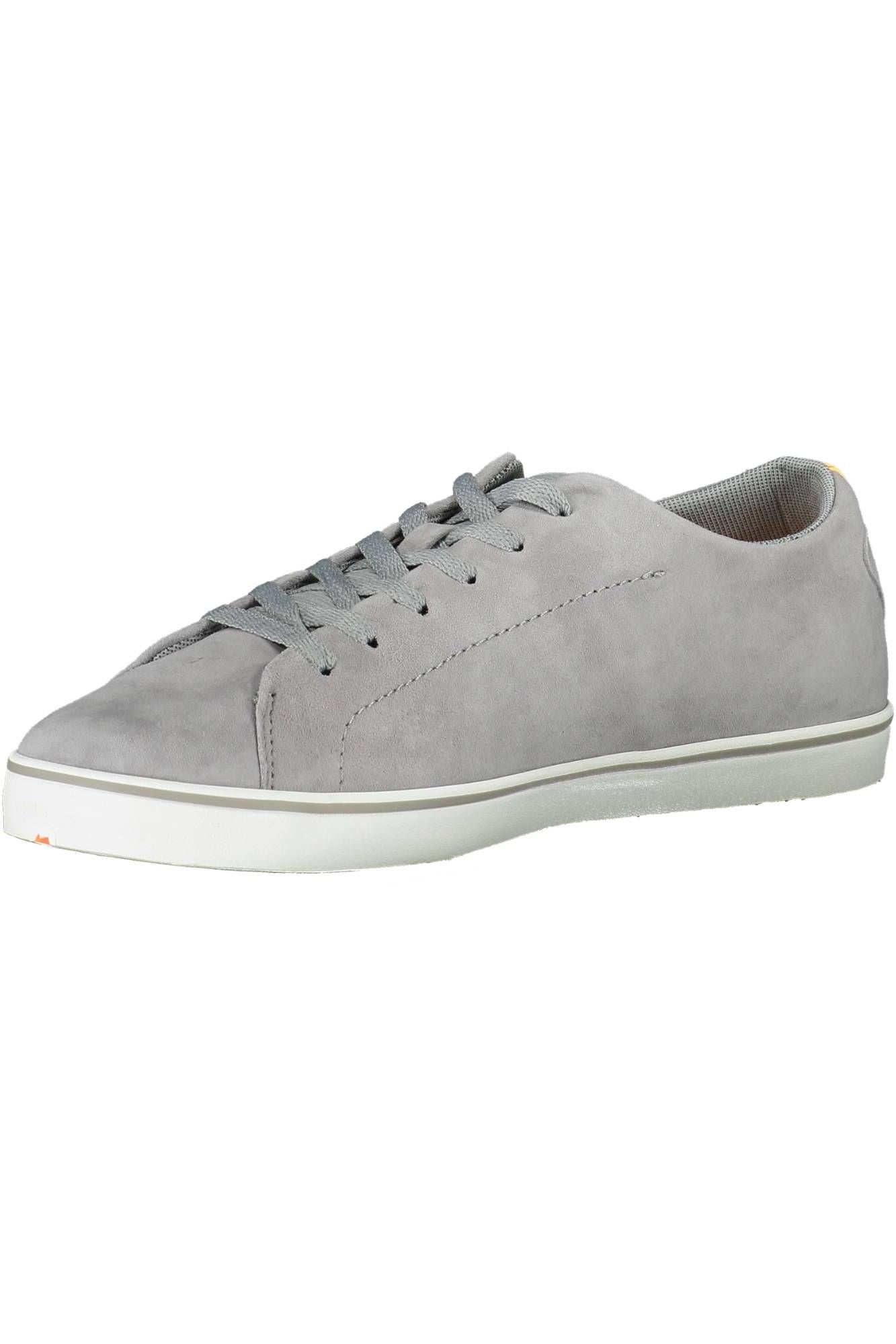 Chic Gray Leather Sneakers with Contrast Detail