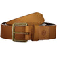 Sleek Beige Leather Belt with Metal Buckle