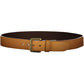 Sleek Beige Leather Belt with Metal Buckle