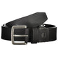 Sleek Black Leather Belt with Metal Buckle