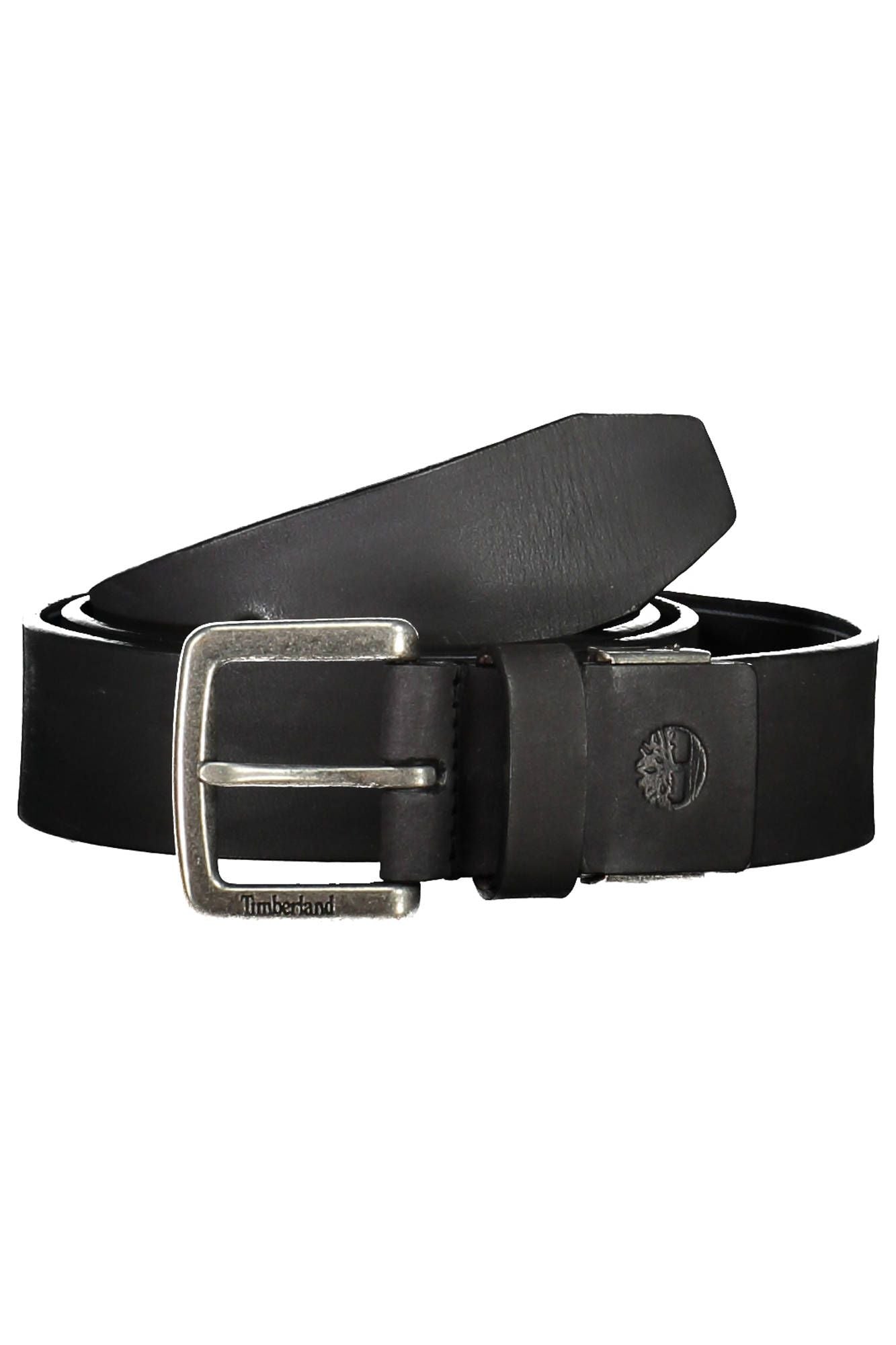 Sleek Black Leather Belt with Metal Buckle