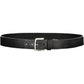 Sleek Black Leather Belt with Metal Buckle