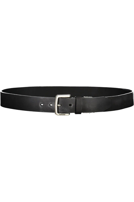 Sleek Black Leather Belt with Metal Buckle