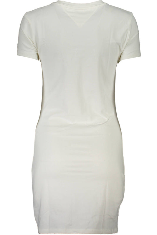 Chic White Cotton Dress with Logo Print