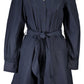 Chic Blue Contrast-Button Dress with Logo Detail