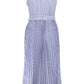 Elegant Sleeveless Belted Dress in Blue