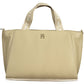 Chic Beige Handbag with Contrasting Details