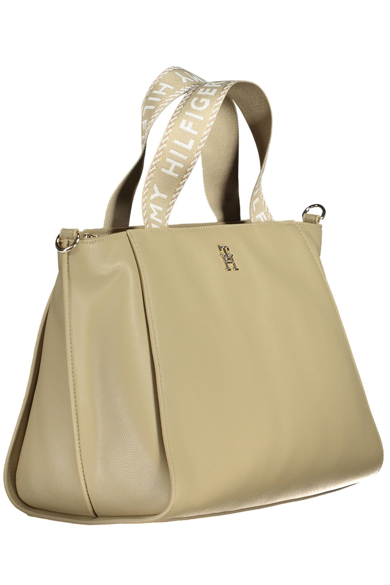 Chic Beige Handbag with Contrasting Details