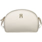 Chic White Zip Shoulder Bag with Logo Detail