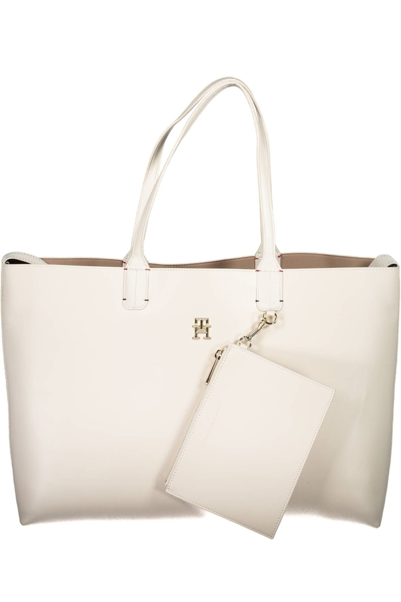 Elegant White Shoulder Bag with Pochette