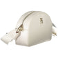 Chic White Zip Shoulder Bag with Logo Detail