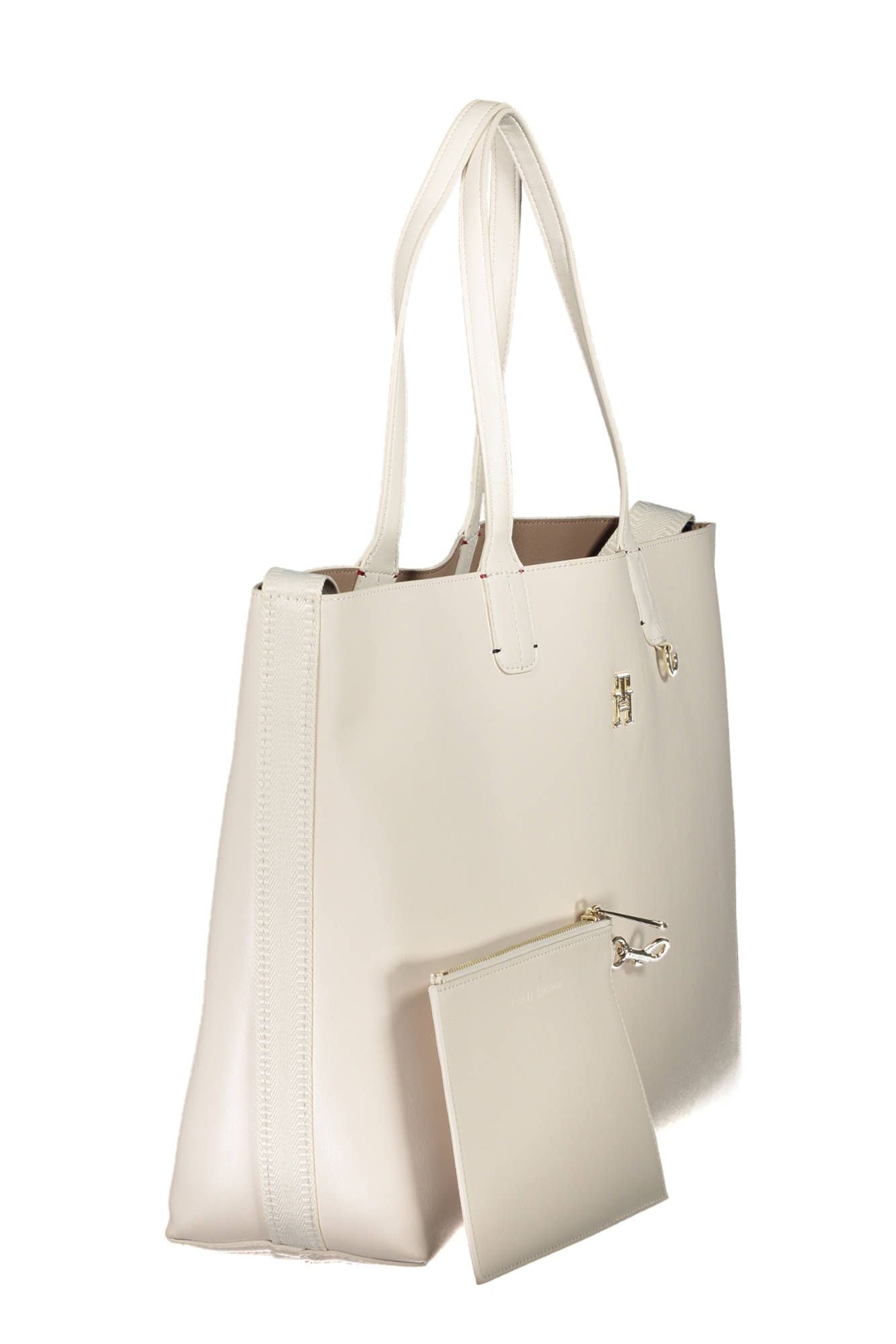 Elegant White Shoulder Bag with Pochette