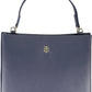 Chic Blue Polyurethane Handbag with Logo