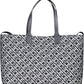 Chic Blue Cotton Shoulder Bag with Pochette