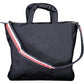 Chic Blue Contrast Detail Handbag with Logo