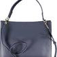 Chic Blue Polyurethane Handbag with Logo