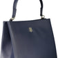 Chic Blue Polyurethane Handbag with Logo
