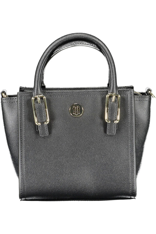 Elegant Black Shoulder Bag with Contrasting Details