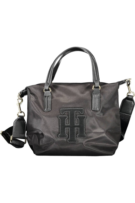 Elegant Black Nylon Handbag with Logo