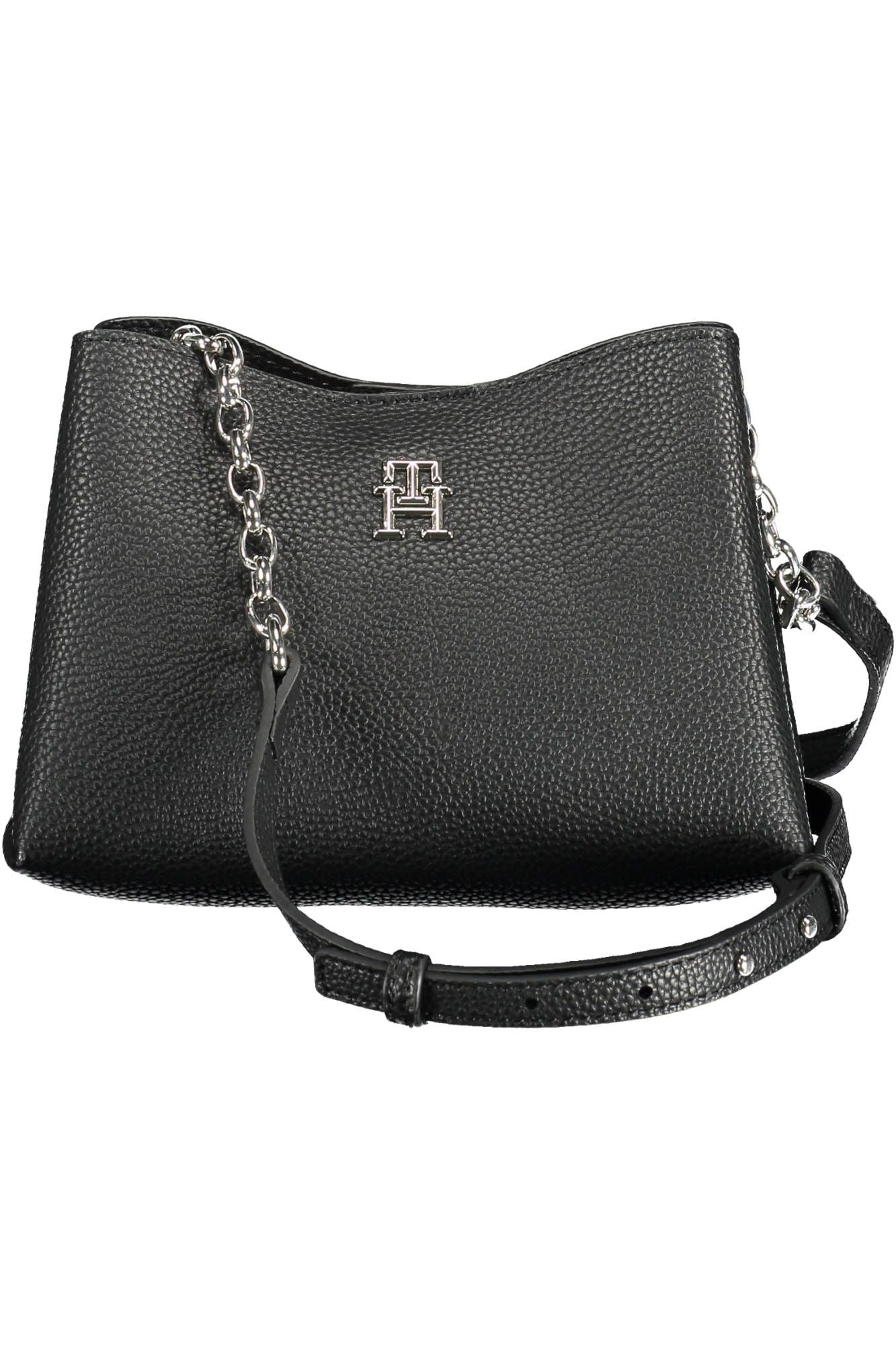 Elegant Black Polyester Shoulder Bag