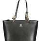 Elegant Black Shoulder Handbag with Contrasting Details