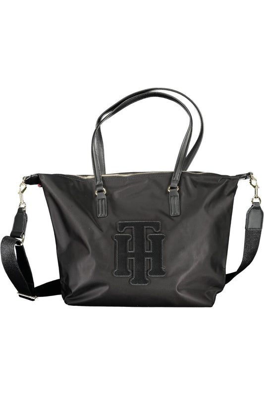 Elegant Black Shoulder Bag with Contrasting Accents