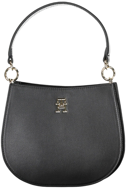 Elegant Black Handbag with Contrasting Details