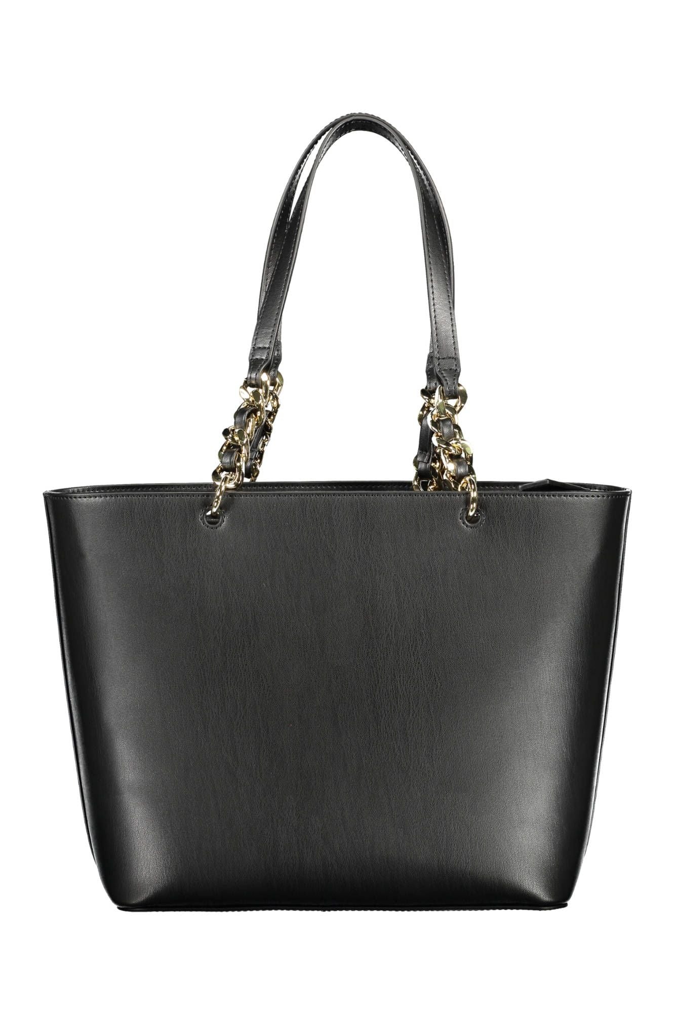 Elegant Black Shoulder Handbag with Contrasting Details