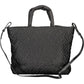 Chic Black Recycled Shoulder Bag with Logo Detail
