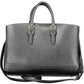 Chic Black Polyurethane Handbag with Laptop Pocket