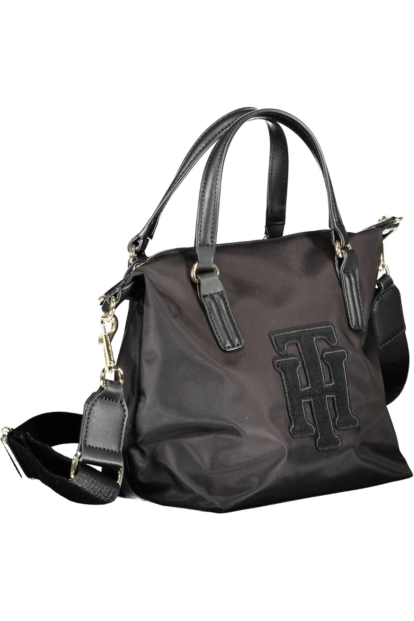 Elegant Black Nylon Handbag with Logo