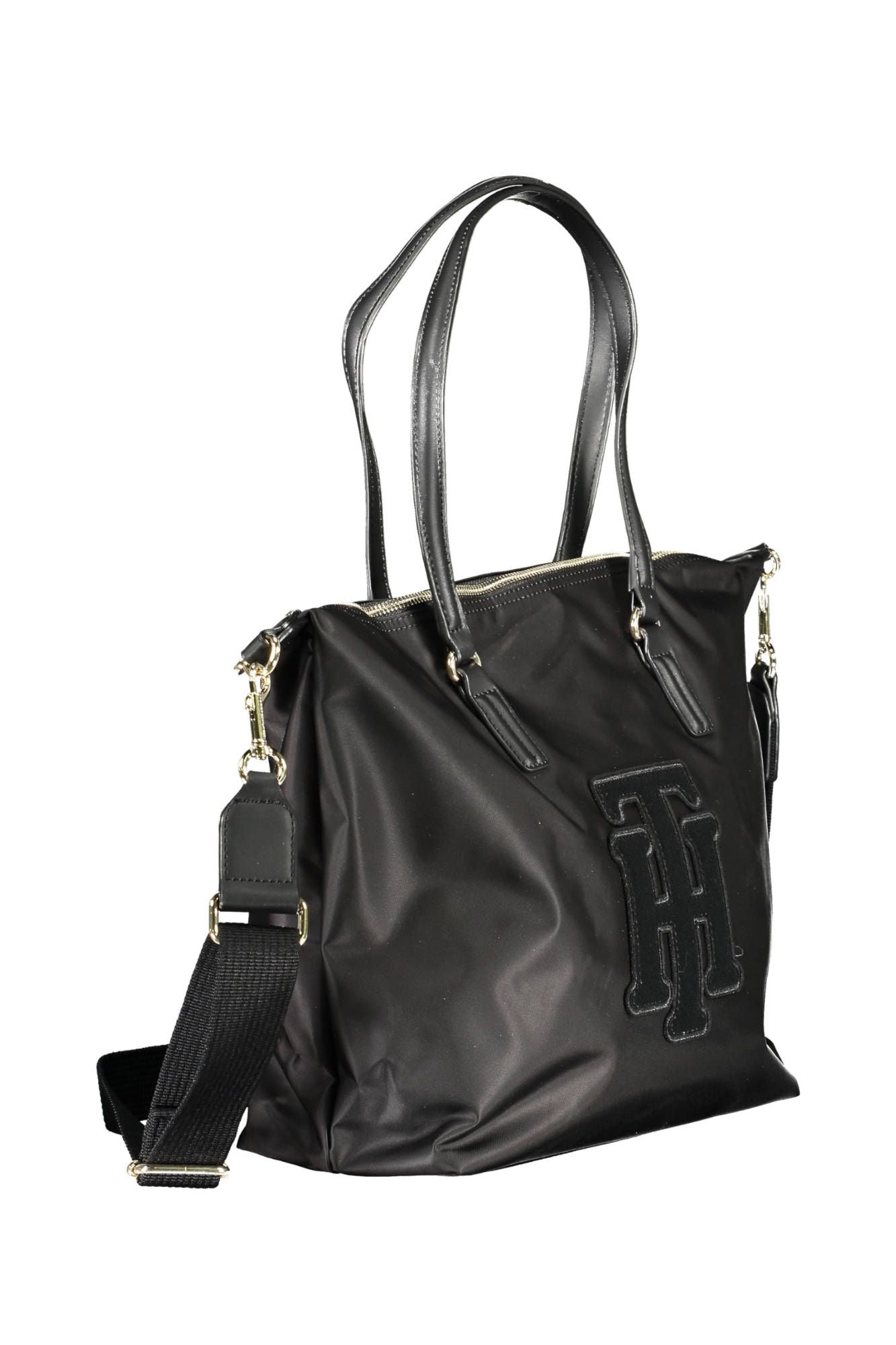 Elegant Black Shoulder Bag with Contrasting Accents