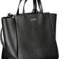 Chic Black Eco-Friendly Handbag with Logo Detail